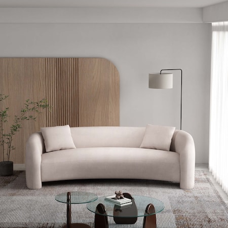 Manhattan Comfort Modern Sylvia Tweed 103.5 in. Sofa with Accent Pillows in Angora SF017-AN